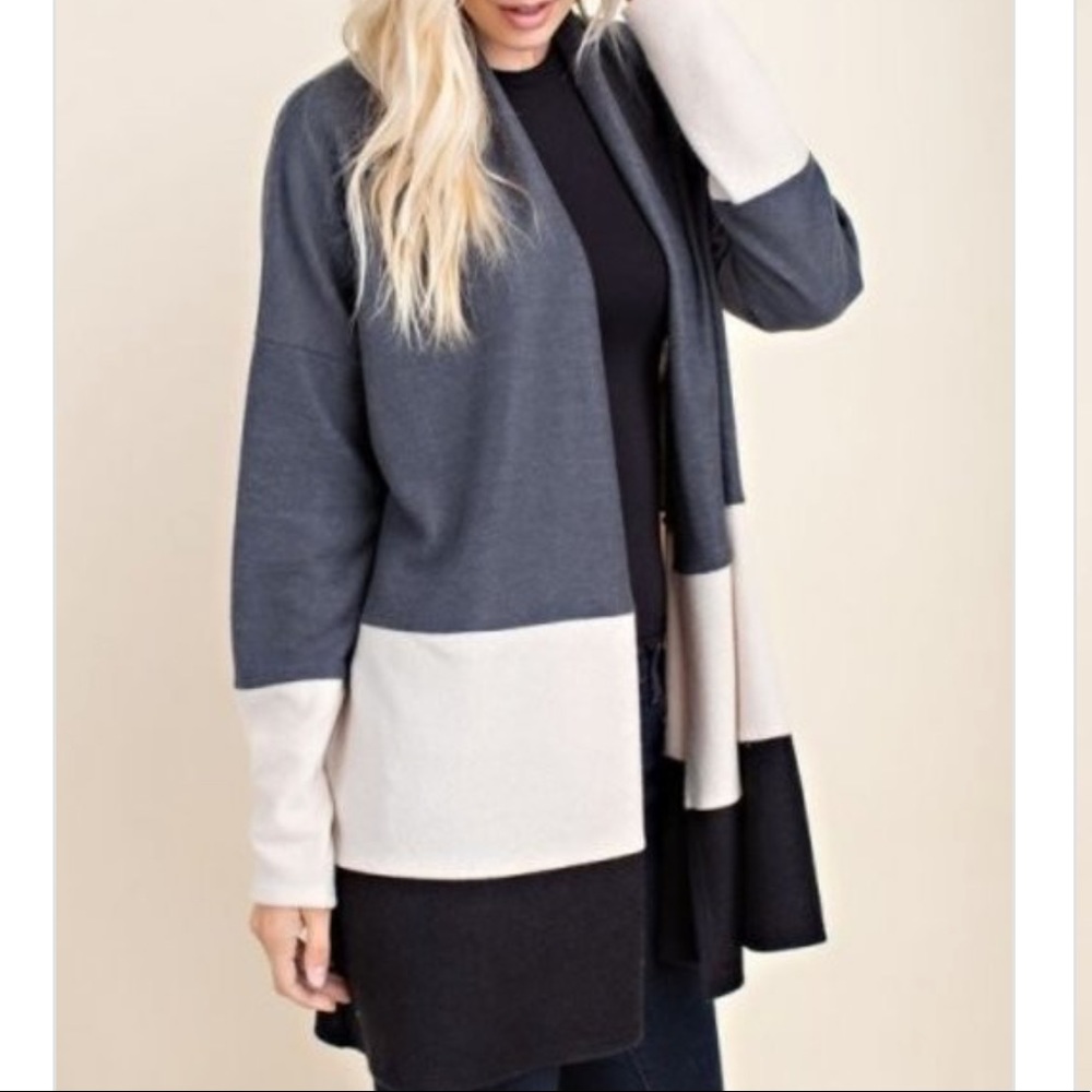 Last one! Color block high neck cardigan - Picture 4 of 4